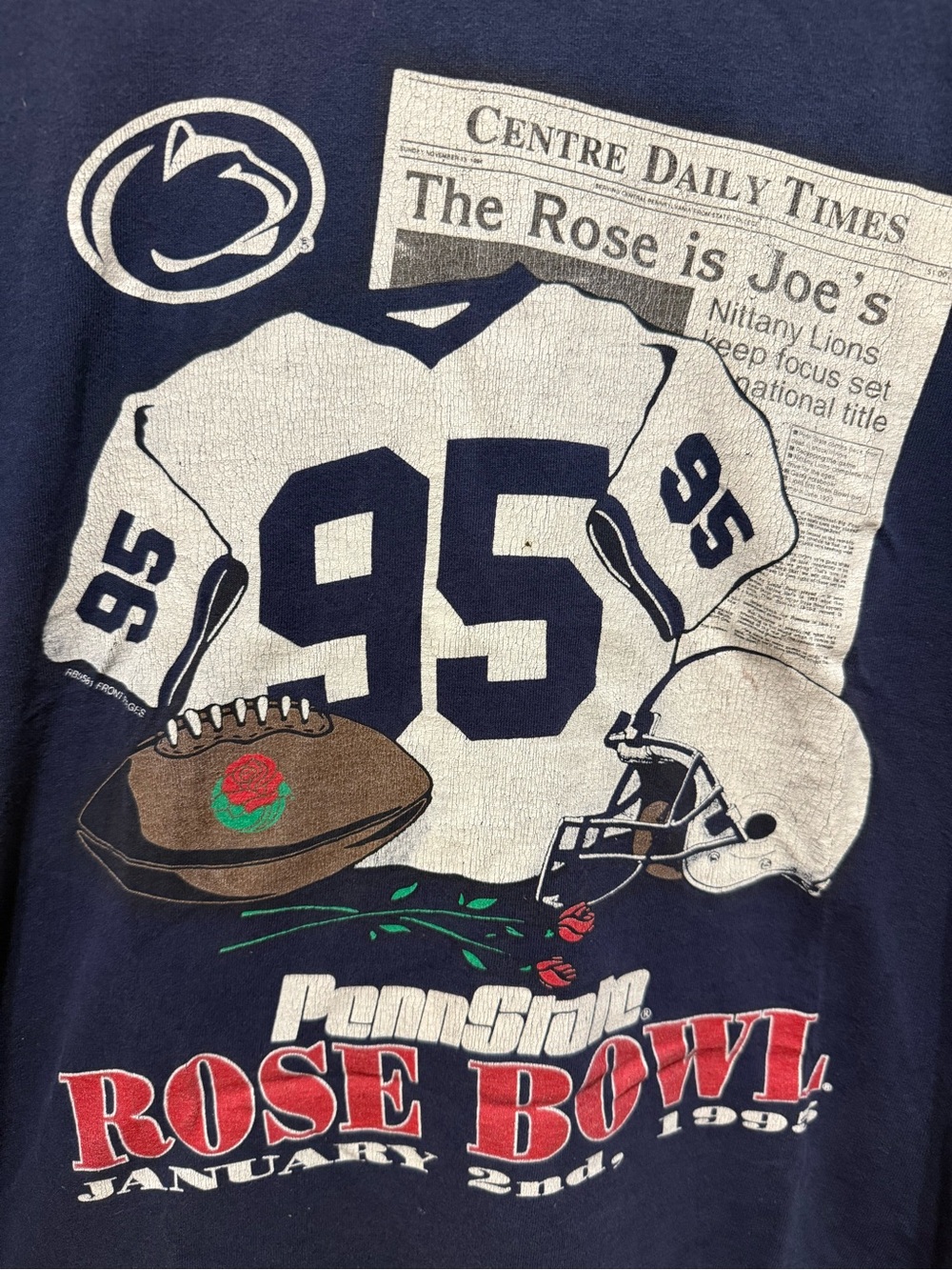 VNTG Penn State Rose Bowl 1995 Graphic Tee - Navy with White & Red Accents